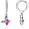 LUXURY MILANO Orecchini serena a cerchio in argento con farfalla e zirconi fucsia, viola e bianchi