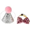Fdit 2 Pezzi Cane Compleanno Cappello Papillon Set, Fascia Regolabile Cappello Compleanno per Animali Domestici Cappello Festa Cane Gatto Pet Supplies Festa di Compleanno Decorazioni Rosa