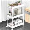 SPACELEAD SAKA SPACELEAD Carrello portaoggetti sottile a 3 ripiani, organizer da bagno, carrello portaoggetti scorrevole, organizer per ufficio, bagno, cucina, lavanderia, spazi stretti, bianco