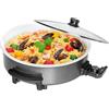 Clatronic Padella Party | Padella Multifunzionale | Per cucinare, arrostire e altro | Diametro: 42 cm, Profondità: 9 cm | Bratiera con rivestimento in ceramica e coperchio | con termostato | PP 3570 C