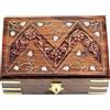 Woodiva Fatto a Mano Legno Intagliato Ottone Aderente Gioielli Cofanetto 15.2x10.2cm