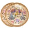Set Di 2 Piatti In Ottone Per Cena Thali Per Pooja E Servire Incisi Con Pavone
