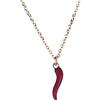 inSCINTILLE Collana Donna Uomo con Corno Portafortuna in Acciaio Inossidabile con Catena Regolabile (Rosso, Acciaio Oro rosa)