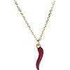 inSCINTILLE Collana Donna con Corno Portafortuna in Acciaio Inossidabile con Catena Regolabile (Collana Oro - Peperoncino Rosso, Acciaio inossidabile)