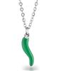 inSCINTILLE Collana in Acciaio Inossidabile con Corno Napoletano Peperoncino Portafortuna (Verde, Acciaio inossidabile)