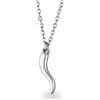 inSCINTILLE Collana in Acciaio Inossidabile con Corno Napoletano Peperoncino Portafortuna (Argento, Acciaio inossidabile)