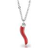 inSCINTILLE Collana Donna Uomo con Corno Portafortuna in Acciaio Inossidabile con Catena Regolabile (Catena: Argento Corno: Rosso)
