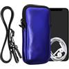 kwmobile Custodia in Neoprene con Zip per Smartphone - Portacellulare a Tracolla - Porta Cellulare da Collo Universale - Borsa Cover Telefono blu scuro metallizzato