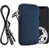 kwmobile Custodia in Neoprene con Zip per Smartphone - Portacellulare a Tracolla - Porta Cellulare da Collo Universale - Borsa Cover Telefono blu marino