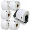 BETCKEY - 6 Rotoli DK-11202 Etichette per Spedizioni Compatibile con Brother, 62mm x 100mm, 1800 Etichette per Stampanti di Etichette Brother QL (1 Portaetichette Riutilizzabili)
