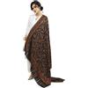 Shal-é-Pashm Sciarpa Stola In Lino Kaani Paisley Autentica Nera Con Fiori In Kashmir