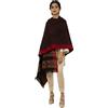 Shal-é-Pashm Donna Nero e Rosso Righe Intrecciato Kullu Design Scialle Stola