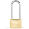 Viro | Lucchetto Rettangolare Antiscasso in Ottone Massiccio Satinato, Base 30mm, Arco 64mm in Acciaio Cementato, Resistente