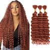 Tuheerst Deep Wave Bulk hair for Braiding #350 Orange capelli umani 3 Bundles/Pack No Weft Premium Braiding Hair Extensions for Boho Braids With Minimal Tangle 12 12 12 Inch