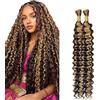 Lakaisa Deep Wave Bulk Human Braiding Hair for Boho Braids Tessitura Capelli Umani Naturali Total 100g 2 Bundles 14 14 Pollici Human Hair Extension Unprocessed No Weft P427 Highlight Blonde for Women