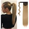 Cybelleza Coda Capelli Extension Coda di Cavallo Meches Estensioni per Capelli Lisci Naturali Clip Lunghi Sintetici Ponytail Wrap Around Posticci Parrucchino, Sporca bionda