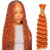 Lakaisa Deep Wave Bulk Human Braiding Hair for Boho Braids Tessitura Capelli Umani Naturali Total 100g 2 Bundles 12 12 Pollici Human Hair Extension Unprocessed No Weft #350 Orange for Women