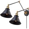 TZSMUM Vintage Industriale Applique da Parete Estensibile a Lungo Braccio Girevole 270° Lampada da Parete Lampada a Muro con cavo Interruttore Per Soggiorno Camera da Letto Ristoranti (Nero,2 Pezzi)