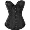 AYNKH Corsetto da donna con fiocco in pizzo, corsetto imperiale, motivo floreale in raso, per abito da sposa, modellante, balli, feste, Nero , XL