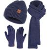 ZASFOU Uomo Cappello Invernale Sciarpa Guanti Touch Screen Set Caldo Pile Foderati in Maglia Berretto Cappelli Sciarpe Lunghe Guanto Regalo Uomo