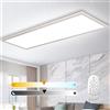 Omdekor Lampada da Soffitto LED Dimmerabile 100x25 cm, Pannello Luminoso da Soffitto da 28W con Telecomando e Funzione di Memoria, luce potente indiretta 2700K-6500K Lampada ultra per ufficio soggiorno cucina