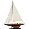 DRW Barca a vela con Le Candele issate e Casco in Legno su una Base in Blu e Naturale 120x90x13 cm