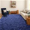SOANNY Tappeto Soggiorno a Pelo Lungo, Lavabile, Antiscivolo e Morbido, Tinta Unita, Shaggy, per Camera da Letto e Bambini, Scendiletto, 140x200 cm, Blu navy