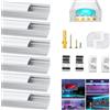 Chesbung U LED Profilo 1 metri x 6 Pack in Alluminio Per Luci LED Strip con copertina, bianca Lattea,Tappi di Chiusura Laterali. Canalina di Alluminio con Cover, Montaggio Universale-Argento
