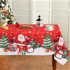 Frigg Tovaglia Natalizia Rossa 6 Posti 180x140cm, Poliestere Natale Tovaglia Antimacchia, Sottopiatti Natalizi Stampata Con Pupazzo Di Neve e Pino, Decorazioni Natalizie Per La Casa Centro Tavola Natalizio