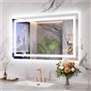 WEER Specchio da bagno con luci a LED, specchio da parete 60x100 cm, dimmerabile in 3 colori, pannello antiappannamento retroilluminato, vetro temperato HD IP44, verticale o orizzontale