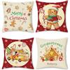 Bonhause Federe per Cuscini Pan di Zenzero Natale 45 x 45 cm Copricuscini Decorativi Natale Casa Panetteria Camion Federa per Cuscino Divano Letto Casa Decorazione Set di 4