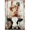WADORN Cartello In Metallo Vintage con Maiale, Mucca e Pollo, 20x30cm Retro Targa In Latta Fattoria Animali Casa Arte Da Parete Targa Decorazione Divertente Animali Sovrapposti Poster Decorazioni