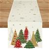 ZWJD Runner Da Tavola Natalizio 40x240 Moderno Beige Con Alberi Di Natale E Fiocchi Di Neve, Decorazione Festiva Per Tavolo Invernale, Ideale Per Feste, Sala Da Pranzo E Soggiorno