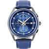 Breil, Collezione Cachet, Cronografo Uomo, Orologio in Acciaio, Quadrante Effetto Sunray, Lunetta in Acciaio IP Blu, Cinturino in Pelle Blu, Chiusura a Fibbia, WR 5 ATM, Cassa 44 mm, Idea Regalo Uomo