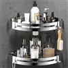 RCQD Mensola Doccia Senza Foratura 2 Pezzi,Mensola Bagno in Acciaio inox con 4 Ganci per Doccia,Porta Sapone Doccia Adesiva Portaoggetti,Mensola Doccia Angolare Per Bagno Cucina (Argento)