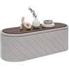 PINPLUS Panca Contenitore con Coperchio Imbottito, Ovale e Pieghevole, in Tessuto Boucle, come Poggiapiedi per Soggiorno e Camera, 110x38x38 cm, Grigio