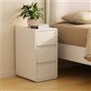 AQIMUELE Comodino Stretto, Tavolino con 3 cassetti, senza installazione, superficie in pelle, Comodino per camera da letto e soggiorno, larghezza 30 cm (Bianco)