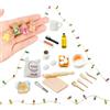 KEPKKU Accessori Casa delle Bambole Miniatura, Accessori da Cucina in Miniatura Luci Natalizie, 27 Pezzi Mini Cibo da Creare Cucina Spazzolini da Denti Lampada Fata Decorazione per Casa delle Bambole