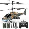 DEERC Apache RC elicottero per adulti e bambini 2.4GHz militare RC elicottero 2 batterie 26 minuti, luci a LED, altezza di avviamento, accensione a bottone, per interni, regalo per ragazzi
