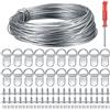 DAJMAIEZ Cavo Acciaio Inox, 30 m Filo Acciaio Inox Intrecciato, Corda Cavo per Appendere Quadri Specchi Foto, Filo/Cavo in Acciaio Inossidabile, con Gancio ad Anello a D, Manicotto a Crimpare, Viti