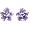 Qings Orecchini a Fiore Viola per Donne Argento Sterling 925 Orecchini Floreali con Zirconi