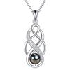 AXELUNA Collana celtica con perle nere da 7 mm, in argento sterling 925, da donna, con nodo celtico irlandese, regalo di compleanno per donne