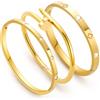 J.Fée 3 Pezzi Oro Bracciale Donna Acciaio, Bracciale Amicizia Donna Bracciali Rigido 18K Oro, 17CM Quadrifoglio Bracciali Tennis con Zirconio, Braccialetti Donne Regalo Amica Regali Mamma Festa della Mamma