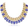EVER FAITH Collana Chunky Choker con strass in cristallo quadrato a 3 strati di bavaglino collana moda gioielli blu