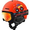 Odoland Casco da sci per bambini, casco da neve con occhiali da sci, antiurto, antivento, caschi di sicurezza per sport da neve e occhiali protettivi, per ragazzi, ragazze e ragazzi, CS