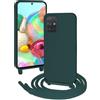 FERLAN Custodia per Samsung Galaxy A71 5G Cover con Cordino,Verde | Custodia con Laccio Collana Tracolla Regolabile Sottile Silicone Morbido TPU Bumper Antiurto AntiGraffio Protettiva Case