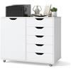 FANTASK Armadietto mobile con 5 cassetti e scomparto per armadio, mobiletto da scrivania per ufficio, soggiorno, 79 x 39 x 65 cm (bianco)