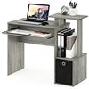 Furinno ECON Scrivania Da Gaming Con Vassoio Per Tastiera, Computer, Scrivania Da Ufficio Con Ripiani Laterali E Contenitore Per Home Office, Studio, Dormitorio, Grey Oak