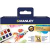 Manley - Astuccio 12 acquerelli con pennello | Diversità di colori | Creatività senza limiti | Colori assortiti | Per tutte le età | Avventura di colore