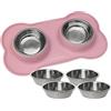 KaraLuna Ciotola in silicone con ciotola in acciaio inox, per gatti e cani (200 ml, rosa)